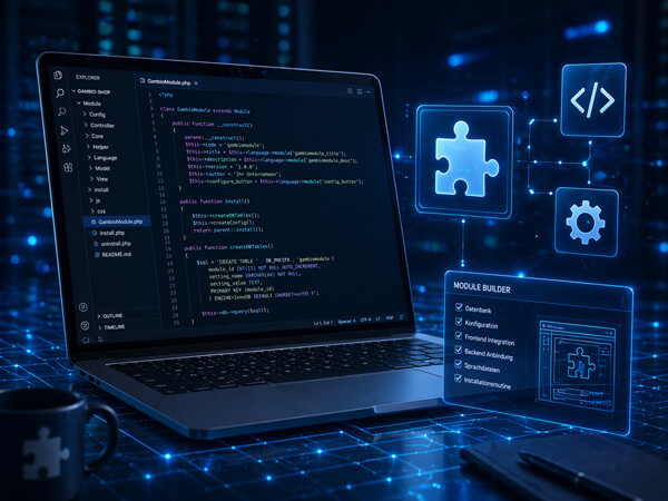 Technischer Arbeitsplatz für individuelle Modulentwicklung in Gambio