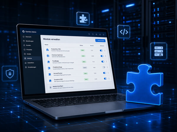 Gambio Admin mit Modulen und technischer Erweiterung