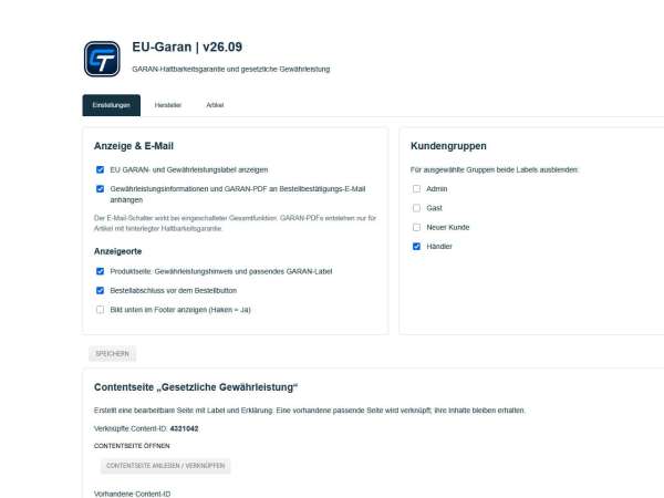 Preview: EU-GARAN & Gewährleistungslabel für Gambio (ab v5.0.2.0)
