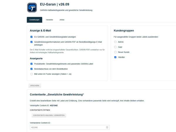 Preview: EU-GARAN & Gewährleistungslabel für Gambio (ab v5.0.2.0)