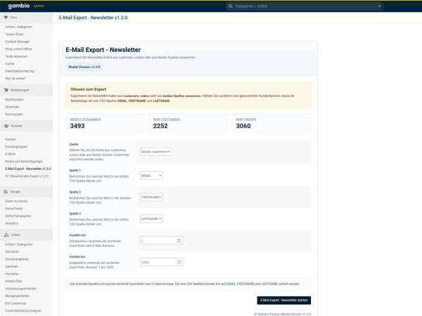 Preview: Export Modul E-Mail – Adressen und Kunden exportieren