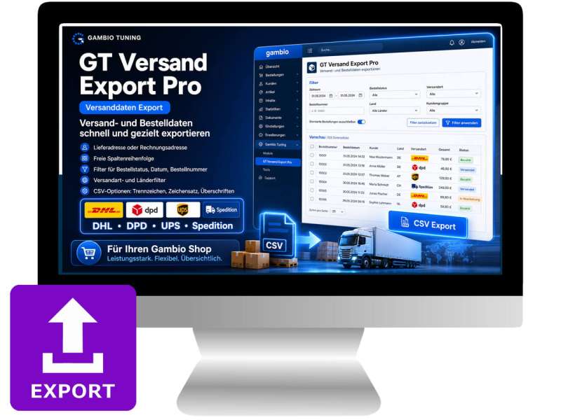 Export Modul Versand – Bestellungen für Versanddienstleister exportieren