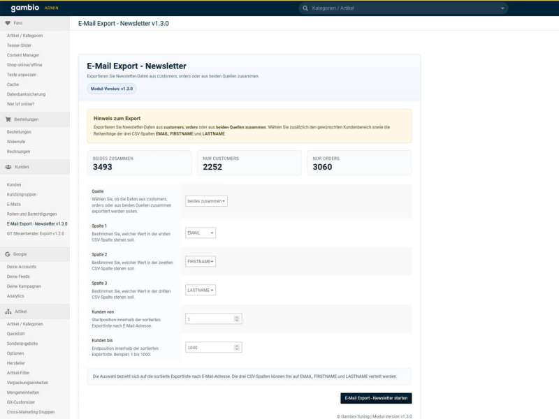 Export Modul E-Mail – Adressen und Kunden exportieren