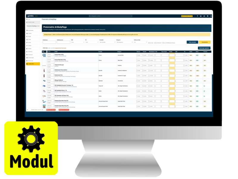 Gambio Preismatrix Artikelpflege – Preise zentral bearbeiten
